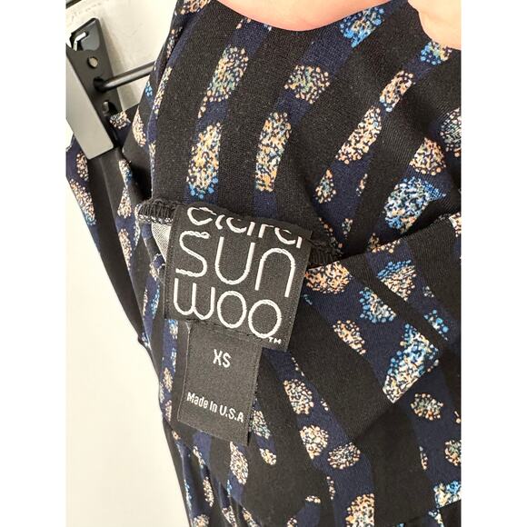 Clara Sun Woo Black Patterned Wide Leg Pants Size XS - Picture 3 of 3